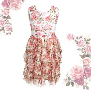 Mignone Girls Ruffled Rose Dress Size 6